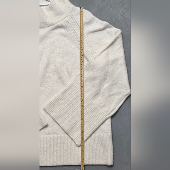 Banana Republic Sz L Oat Cream Mock Neck Boxy Sweater Wide Sleeve Cotton Blend - Picture 11 of 16